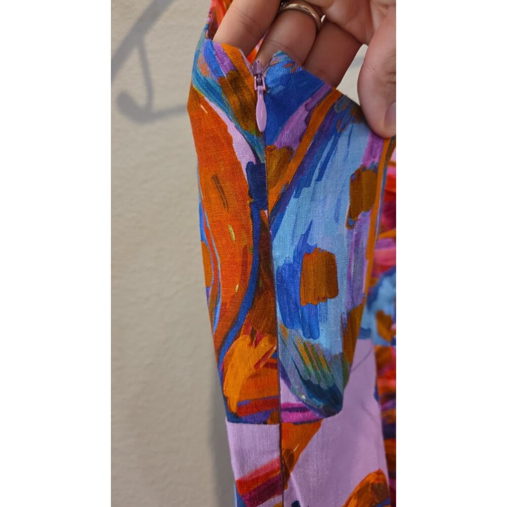 FARM Rio Colorful Bananas Wrap Dress Womens L Multicolor Abstract V-Neck Mini - Picture 10 of 15